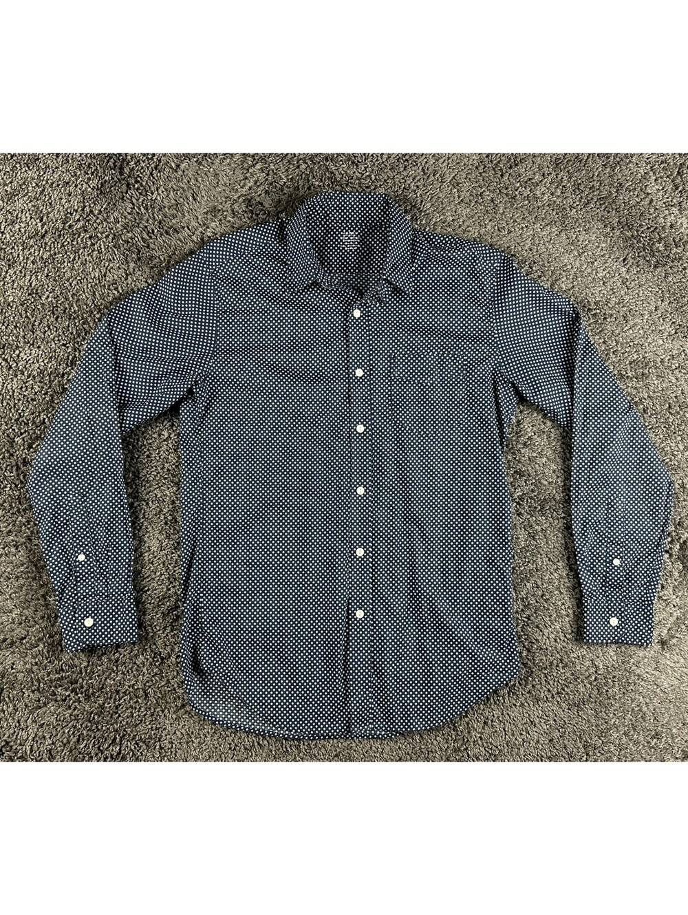 J.Crew Lightweight Chambray Men's S Navy Blue Dotted Long Sleeve Button-Up Shirt